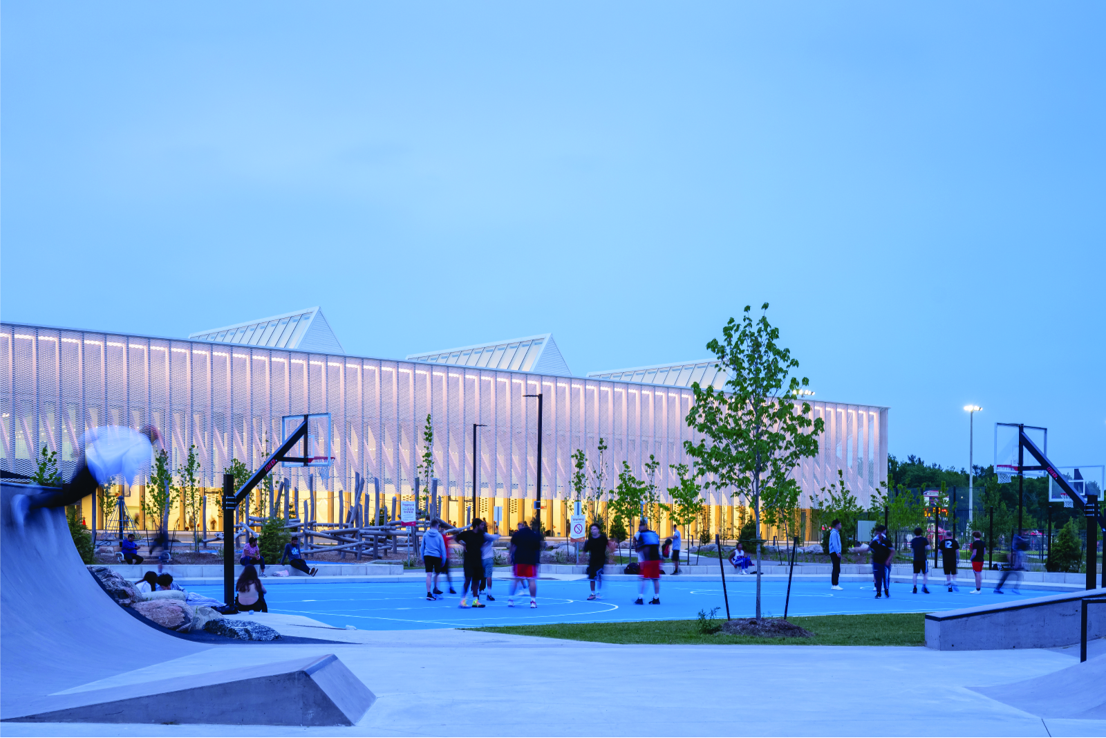 exterior image of Churchill Meadows Community Centre and Sports Park